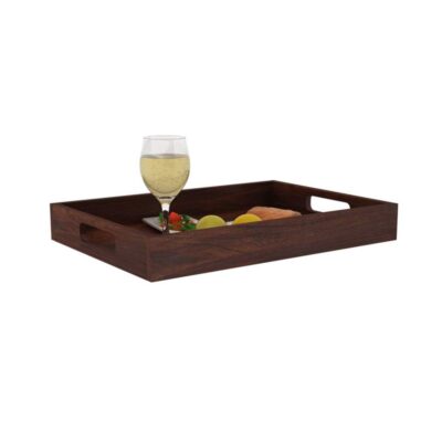 Solid Sheesham Wood Serving Tray for Dining Table for Home Kitchen – Walnut Finish