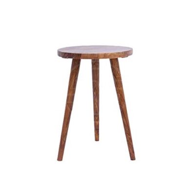 Solid Wood Standard Stool with 3 Legs for Home (Natural Finish)