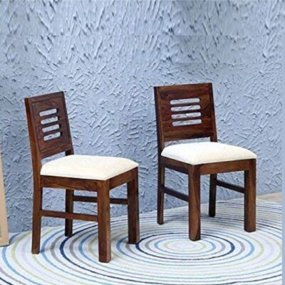 Solid Sheesham Wood Dining Chairs Set of 2 in Honey Finish