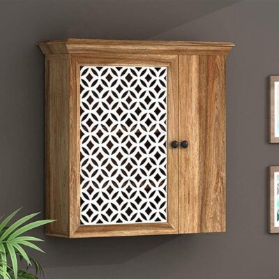 Solid Wood Wall Mounted Shelf Cabinets for Home | Living Room – Natural Finish