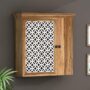 Solid Wood Wall Mounted Shelf Cabinets for Home | Living Room - Natural Finish