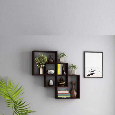 Sheesham Wood Wall Mounted Shelf Book Rack Set of 3 Shelves for Home Living Room (Walnut Finish)