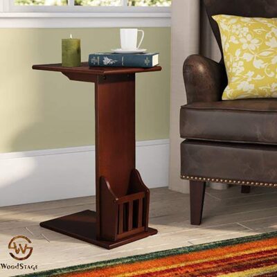 Sheesham Wood Bedside End Table with Magazine Rack for Living Room | Bedroom | Home (Honey Finish)