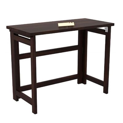 Solid Sheesham Wood Foldable Study Table for Students in Walnut Finish