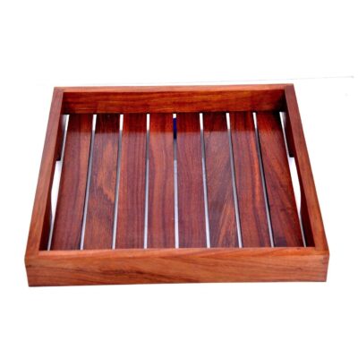 Solid Sheesham Wood Serving Tray for Home (Brown Natural Finish)