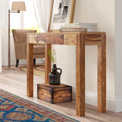 Solid Sheesham Wood Console Table for Living Room in Natural Finish