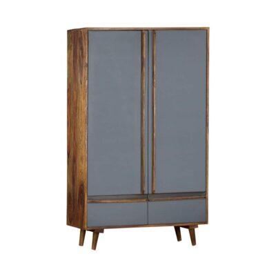 Solid Sheesham Wood Wardrobe Almirah for Living Room in Teak Finish