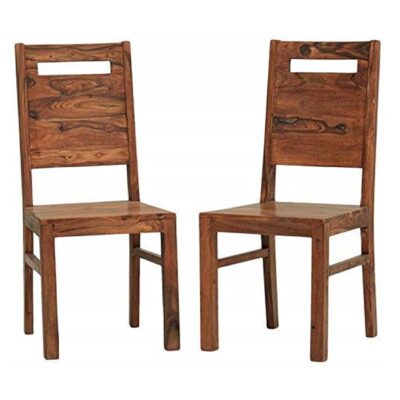 Sheesham Wood Study Dining Chair Set of 2 (Honey Finish)