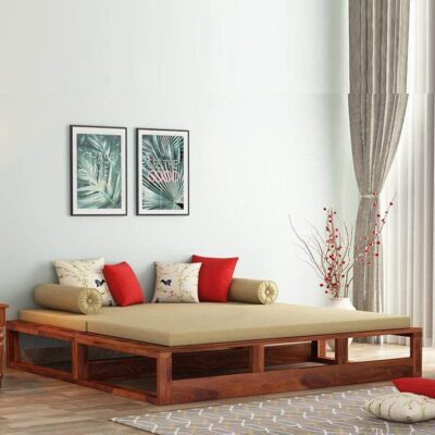 Solid Sheesham Wood King Size Divan Bed in Honey Finish