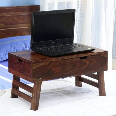 Solid Sheesham Wood Laptop Desk for Bed Table (Provincial Teak Finish)