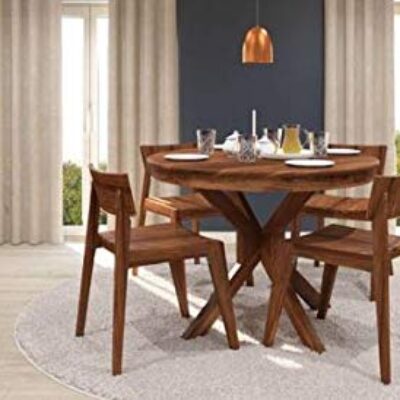 Sheesham Wood 4 Seater Dining Table Set for Dining Room (Honey Finish)