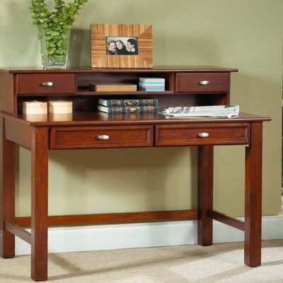 Sheesham Wood Laptop Office Desk with Drawers in Honey Finish
