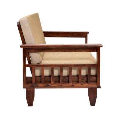 Sheesham Wood 1 Seater Sofa Set for Home and Living Room (Honey Finish)