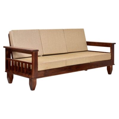 Sheesham Wood 3 Seater Sofa Set for Home and Living Room (Honey Finish)