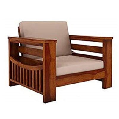 Sheesham Wood 1 Seater Sofa Set for Home and Living Room (Honey Finish)