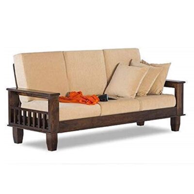 Sheesham Wood 3 Seater Sofa Set for Home and Living Room (Walnut Finish)