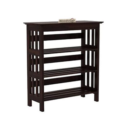 Solid Sheesham Wood Shoe Rack with 3 Shelf for Office Hall Living Room Home (Walnut Finish)