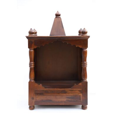 Wooden Temple Puja Mandir for Home (Walnut Finish)