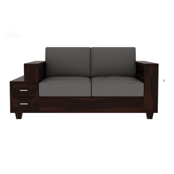 Solid Sheesham Wood 6 Seater Sofa Set with Drawers (Walnut Finish) - Image 3
