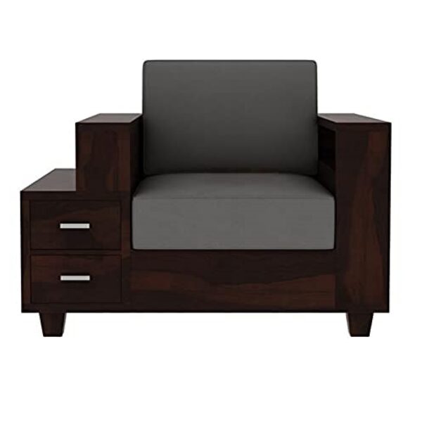 Solid Sheesham Wood 6 Seater Sofa Set with Drawers (Walnut Finish) - Image 4