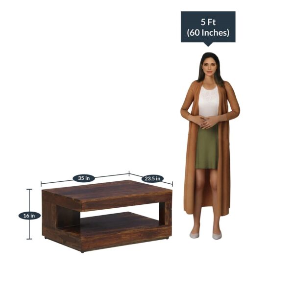 Solid Sheesham Wood Center Coffee/Tea Table (Provincial Teak Finish) - Image 7