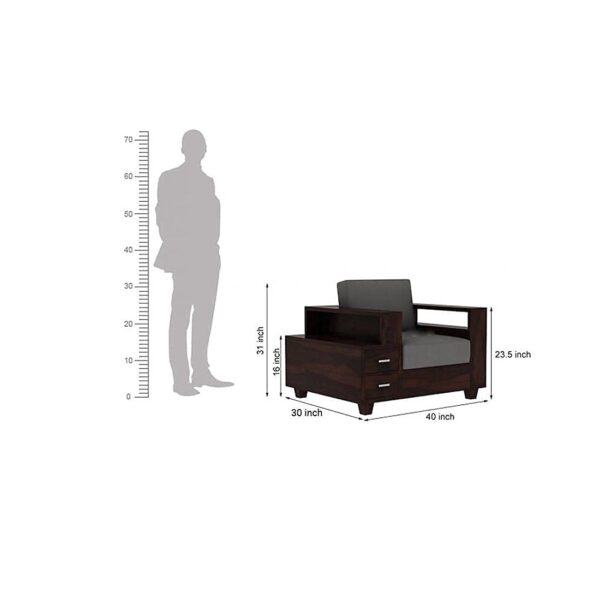 Solid Sheesham Wood 6 Seater Sofa Set with Drawers (Walnut Finish) - Image 9