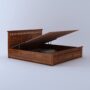 Solid Sheesham Wood Queen Size Bed with Hydraulic Storage For Living Room (Honey Finish)