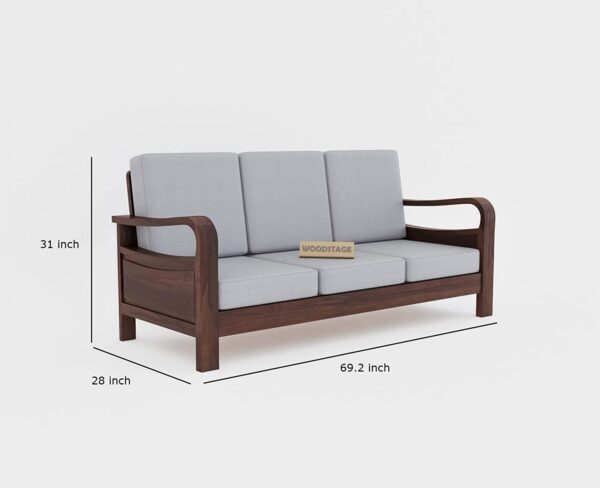 Solid Sheesham Wood 5 Seater Sofa Set for Living Room - Walnut Finish - Image 7
