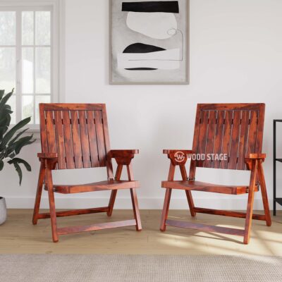 Wooden Chairs with Hand Rest in Natural Finish